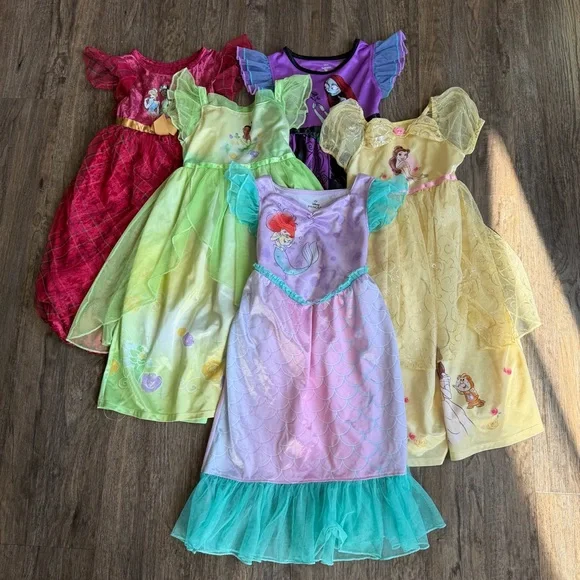 Disney Princess Toddler Nightgown Set of 5 - Ariel Belle Tiana Sally 4T/5T - Picture 1 of 6